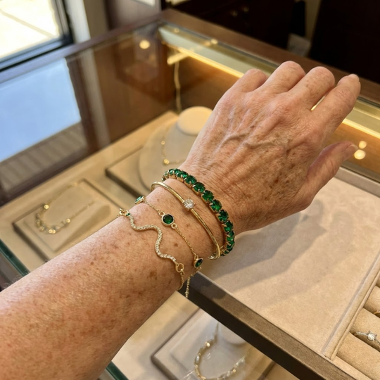 Gold Emerald Bracelet Set